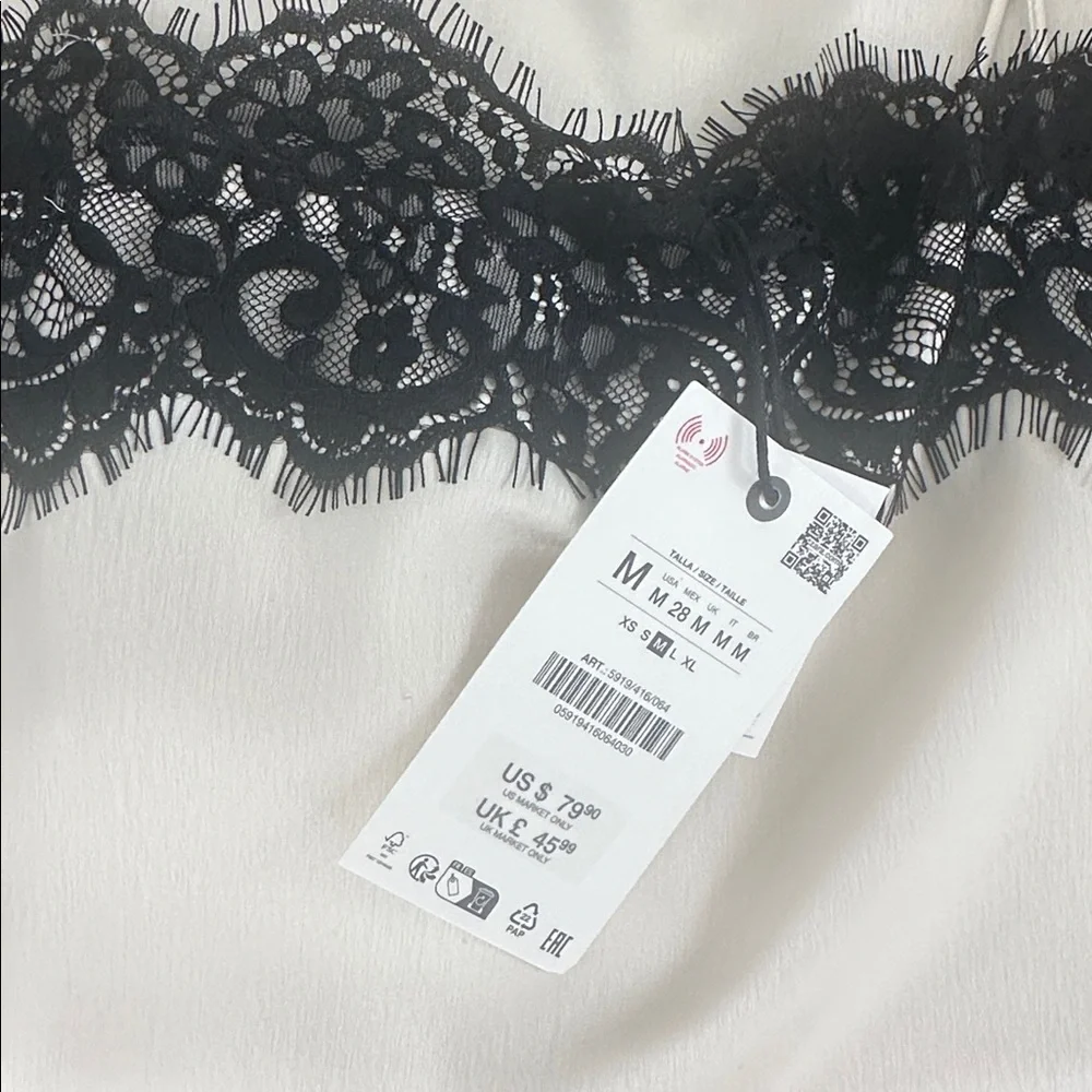 ZARA SATIN EFFECT LACE TOP ZW COLLECTION - Picture 9 of 14